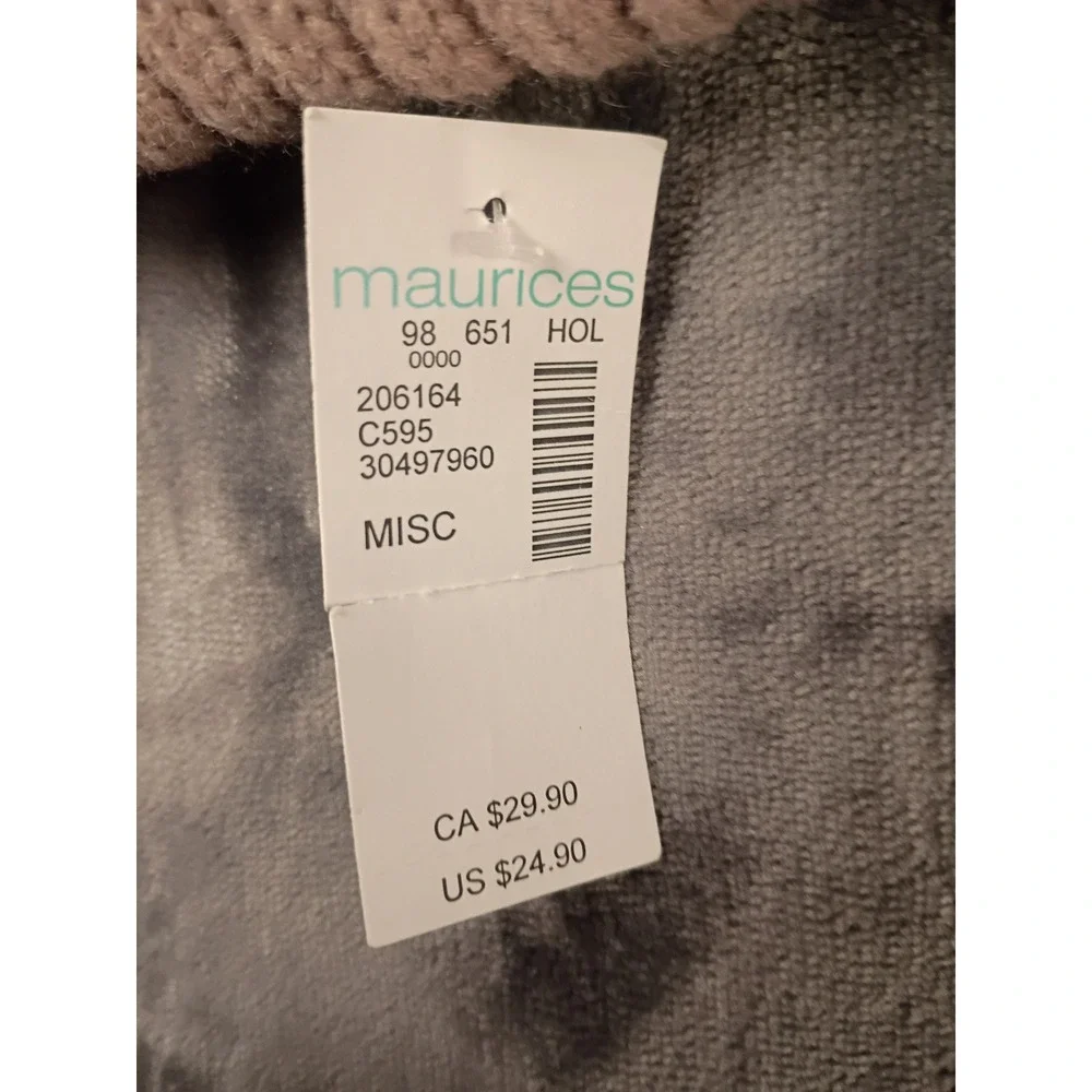 New Maurices Beanie and Gloves Set Women One Size Tan Burgundy Fair Isle Winter